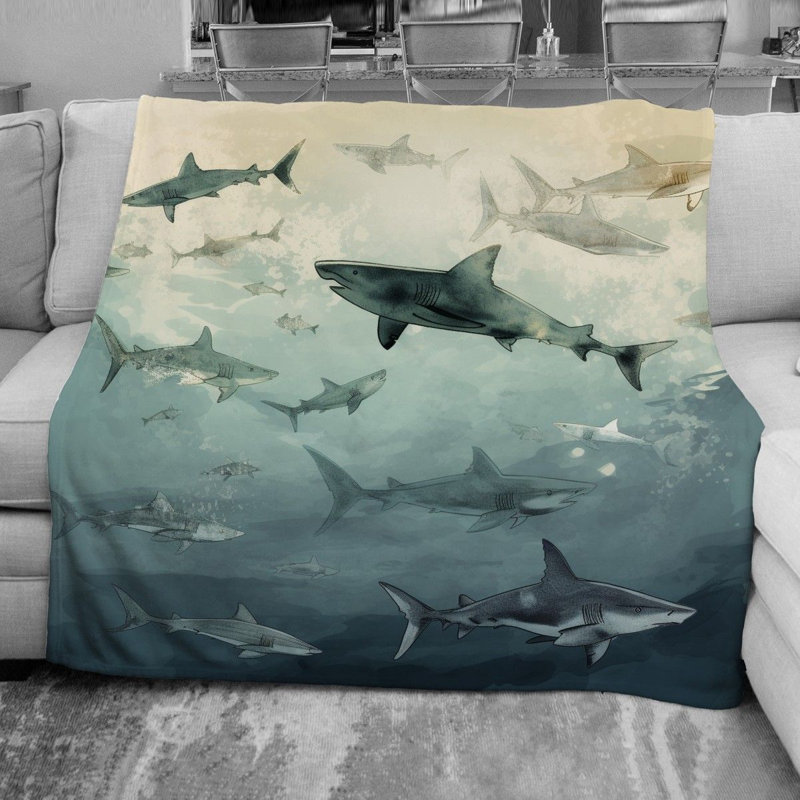  Shark Fleece Blanket, 68" W x 80" L