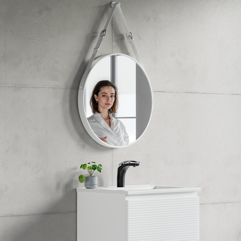 Trombly Metal Flat Wall Mirror, White