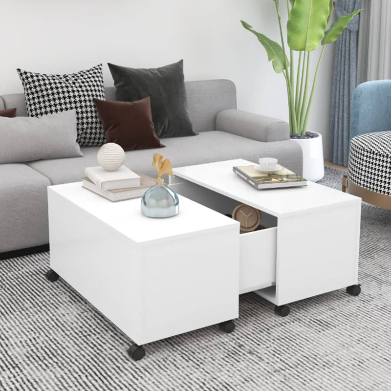 Godderd Wheel Coffee Table with Storage, White