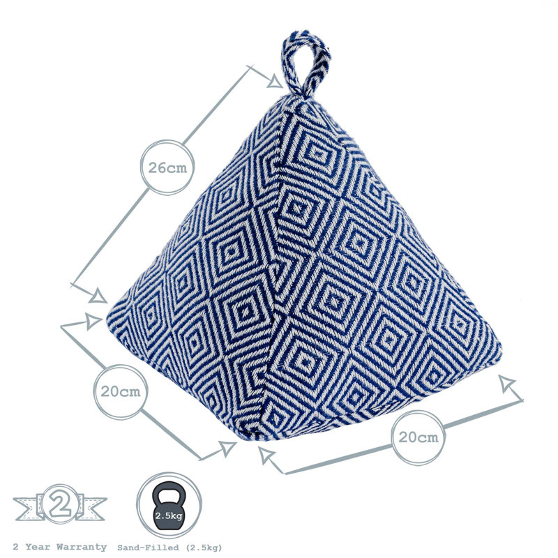 Nicola Spring - Chevron Door Stop - 20cm, Blue