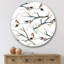 Petits oiseaux sur les branches d'arbre I - Art mural traditionnel en cercle en métal-59005332
