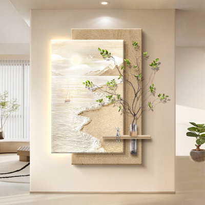 Art mural kaki moderne en bois manufacturé