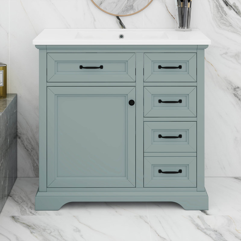 Ensemble de meuble-lavabo 36 po avec lavabo en céramique, Grey