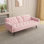 Canapé-lit en velours rose 72 po pour petits espaces 1730 avec accoudoirs avec garniture cloutée et deux porte-gobelets 1730