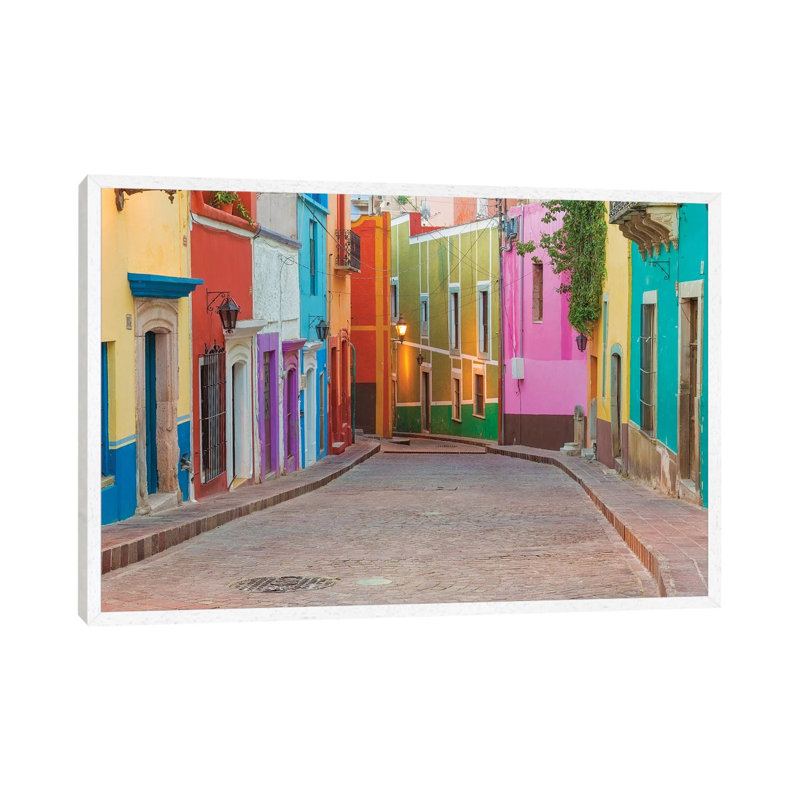 Colorful Streetscape, Guanajuato, Mexico by Don Paulson - Print on Canvas, White Framed, 101.6 cm H x 66.04 cm W