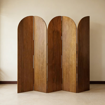 French Antique White Cedar Movable Folding Screen