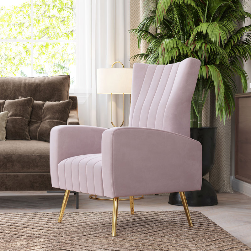 Loagen 26.97" W Tufted Velvet Armchair Upholstery, Pink