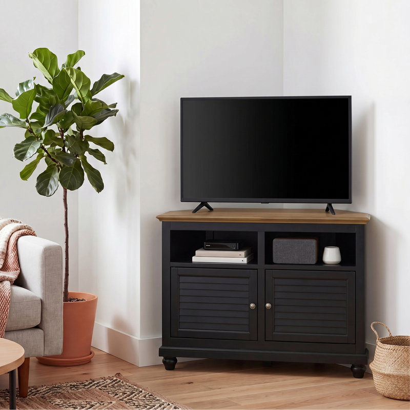 Meuble télé de coin 50 po Willoe, Noir, H 32,5 po x L 50 po x l 18 po