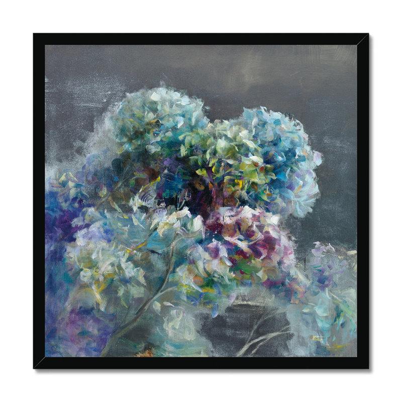 Abstract Hydrangea Dark by Danhui Nai - Painting, Black Framed Paper Print, 55cm H x 55cm W