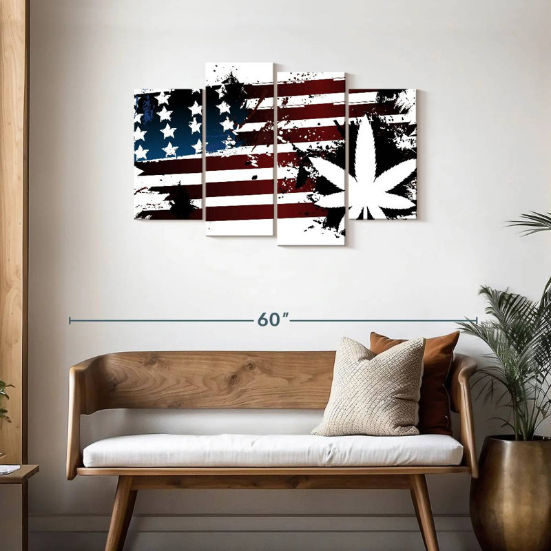 Marijuana et drapeau américain, H 27 po x l 43 po