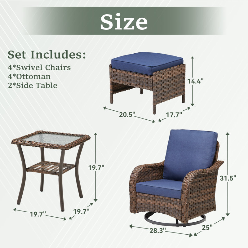 Ensemble de conversation pour 4 personnes, Bleu