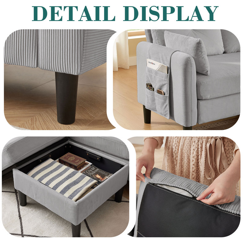 Susete 3 - Piece Living Room Set, Light Grey