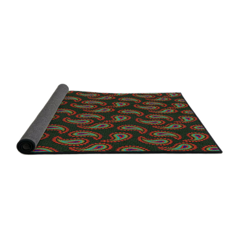 Tapis vert/brun tissé à la machine, Rond 8 pi
