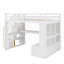 Lit mezzanine double avec bureau intégré et 2 tiroirs, lit en bois avec escalier de rangement et tablettes-2078154798