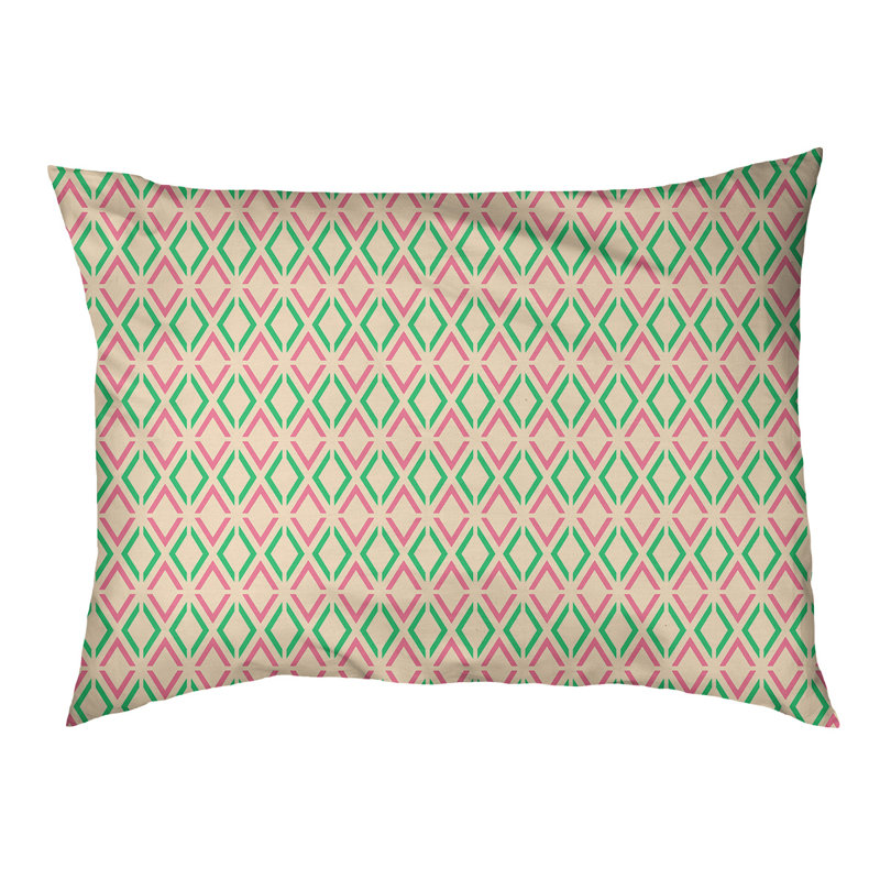 Coussin Byrge, Moyen (L 29,5 po x P19,5 po x H 9,5 po), Rose / Vert