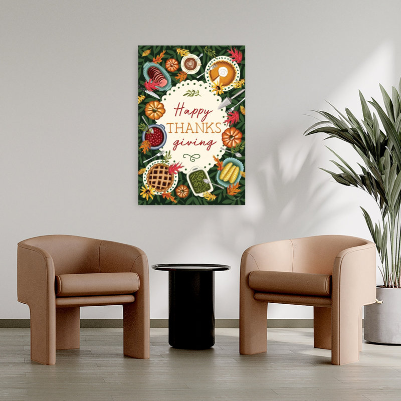 Happy Thanksgiving Table, art contemporain, H 36 po x l 24 po