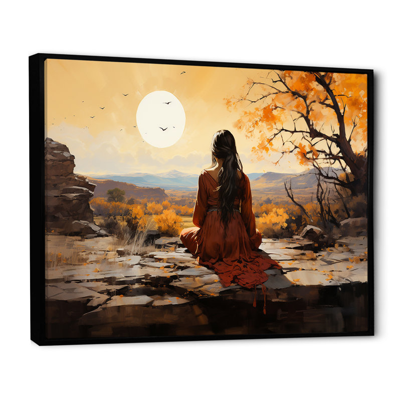 Native Mesa Meditations sur toile, Cadre flottant noir, H 34 po x l 44 po x P 1,5 po