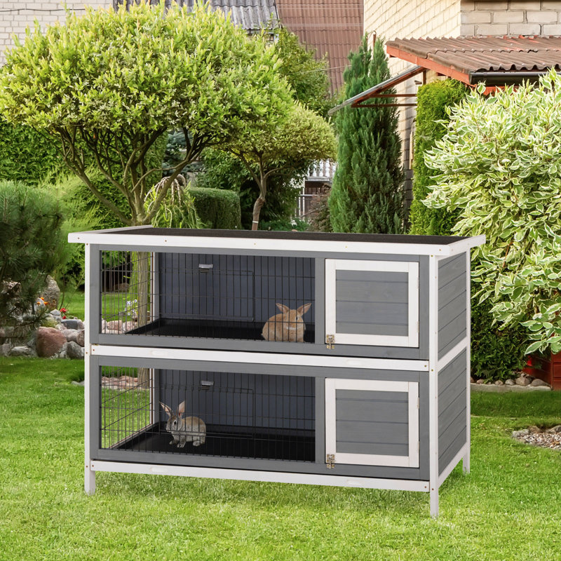 Maison pour petits animaux en bois avec cage verrouillable 54 po PawHut