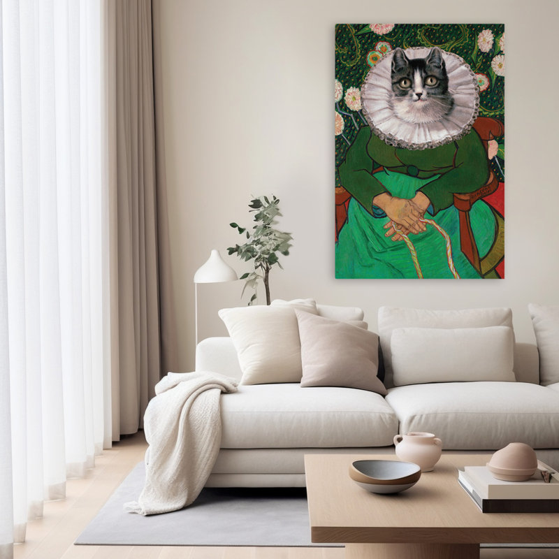 «Cat Lady - Contemporary Cat Portrait Ruff Collar», art animalier fantaisiste, H 60 po x l 40 po