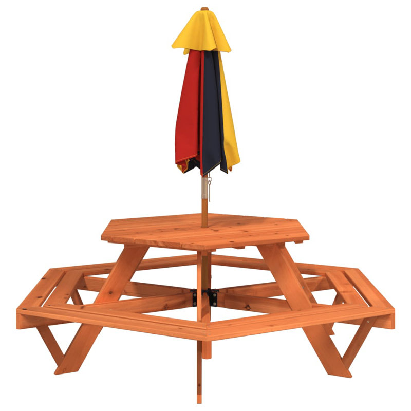 Kids 2 Piece Solid Wood Hexagonal Outdoor Table Or Chair and Chair Set