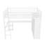 Structure de lit mezzanine grand lit en métal avec bureau, garde-robe intégrée et tablettes de rangement, lit mezzanine haut peu encombrant, blanc