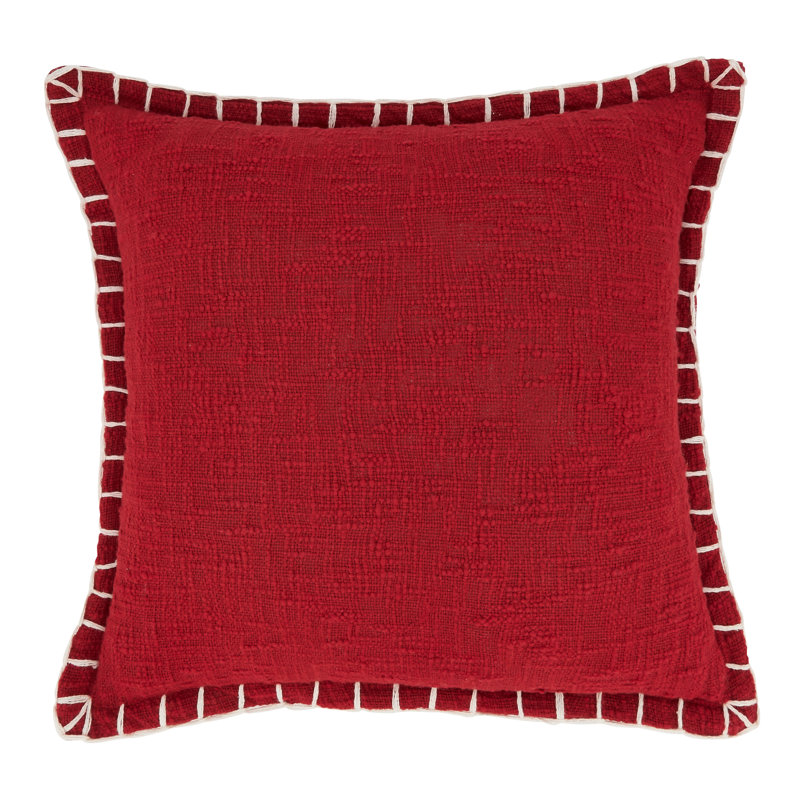 Red Cotton Chunky Whip Stitch Euro Pillow Cover