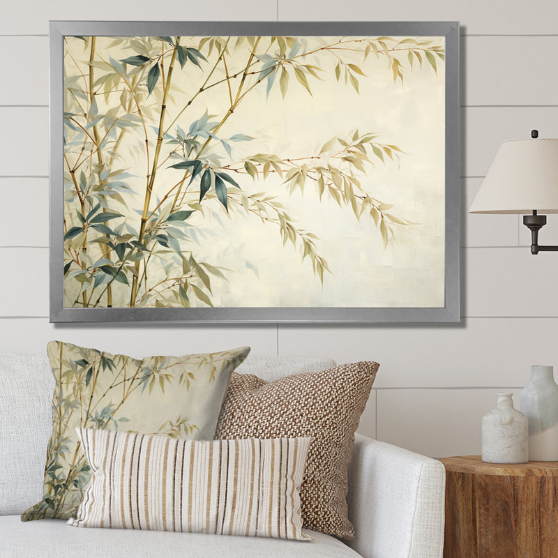Minimalisme bambou sur toile, H 12 po x l 20 po x P 1 po, Cadre photo argenté