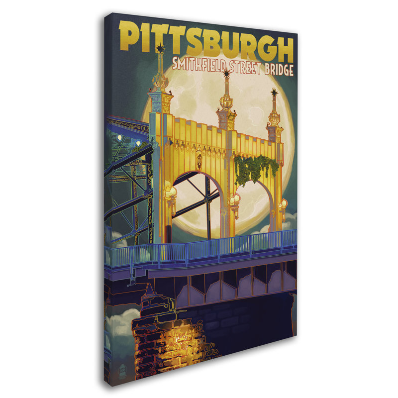 Publicité rétro sur toile Kadey «Pittsburgh», H 32 po x l 22 po x P 2 po