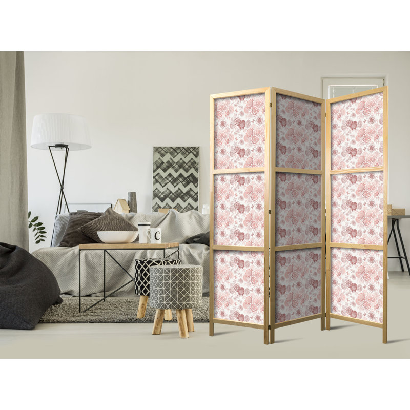 171cm H Solid Wood Folding Room Divider, 171cm H x 135cm W x 1.2cm D, 3