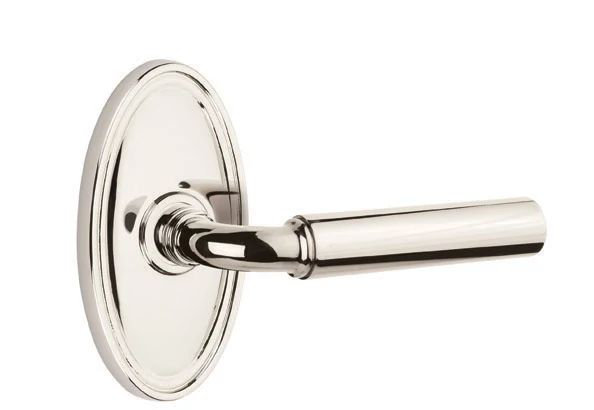 Passage Door Lever, Left, Polished Nickel