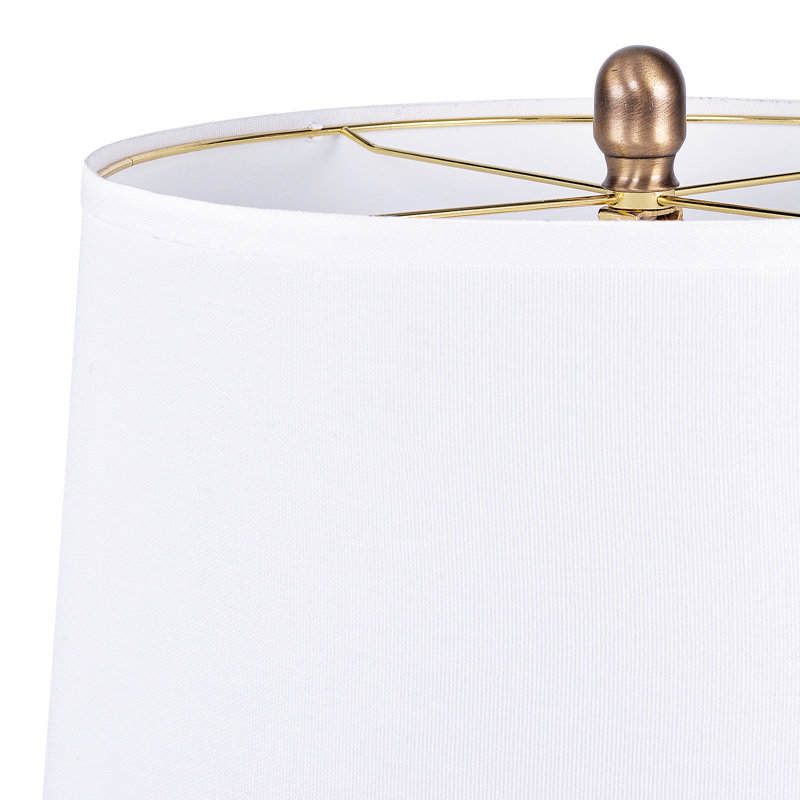 Lampe de table en bois 26 po avec abat-jour en lin, H 26 po x l 14 po x P 14 po, Blanc