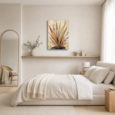 Textured Rust and Beige Abstract Foliage Canvas Wall Art