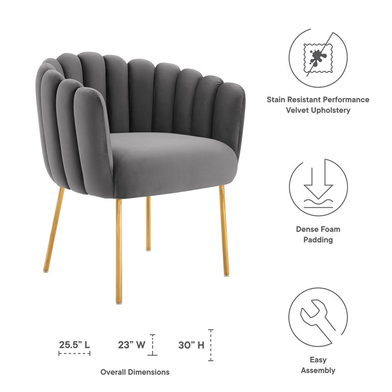 Fauteuil Sanna Channel, Velours gris