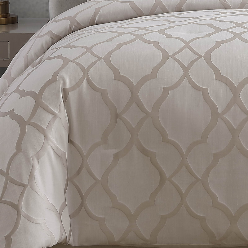 Tinley Ivory King Comforter Set with Geometric Print