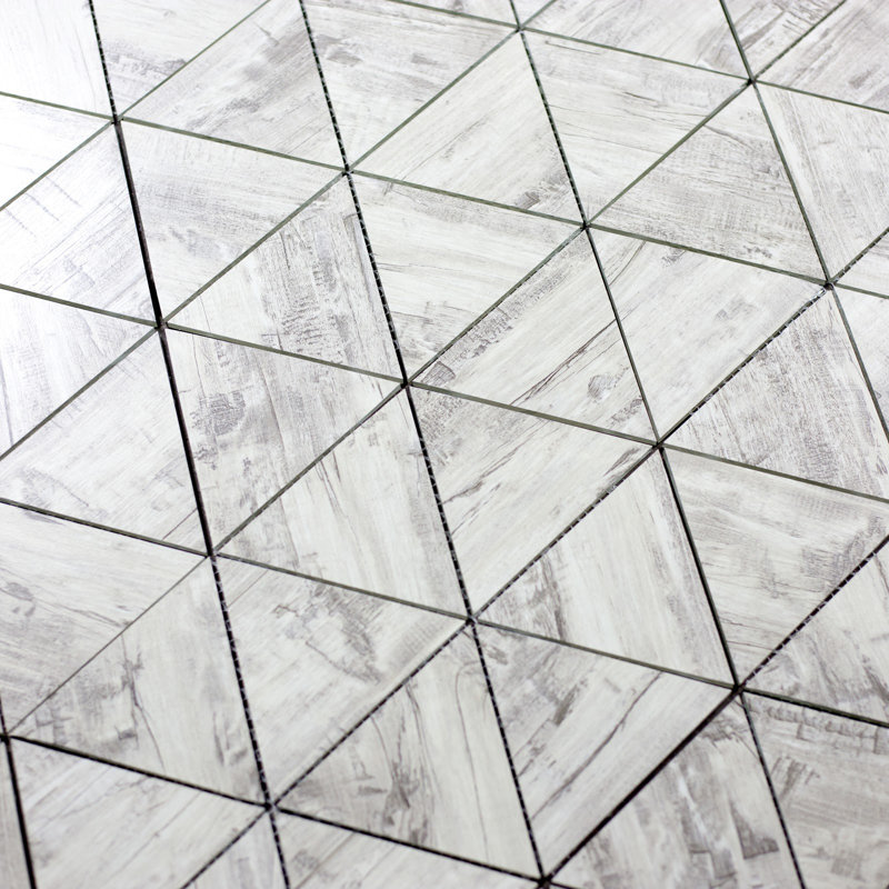 Nature 4 in. x 4.5 in. Wood Look Glass Straight Edge Triangle Mosaic Decorative Kitchen & Bathroom Wall Tile