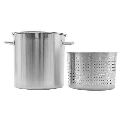 Marmite en acier inoxydable de 37 pintes (35 L) avec panier-passoire pour fruits de mer, idéale pour la cuisson des écrevisses, crabes et homards à la maison, au restaurant ou lors de fêtes.