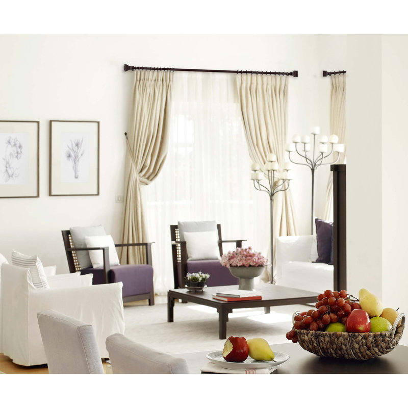 Tringle à rideaux simple métallique 1 po, 28" - 48"