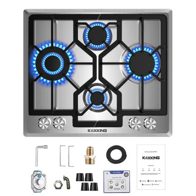 MOXKING 22" Stainless Steel Natural Gas 4 Burner Cooktop