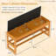 Banc à chaussures à 2 niveaux avec rangement rabattable - Banc d'entrée en bois d'hévéa, siège rembourré et compartiment caché, options beige et brun-169538145