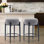 Tabouret de bar 24 po, 24 po, tabouret rond de hauteur comptoir avec structure et repose-pieds en métal noir, siège doux pour îlot de cuisine inspiré de la laine d'agneau