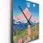 «Woman By Mountain Flowerfield», peinture - Horloge murale animaux lion-99640674