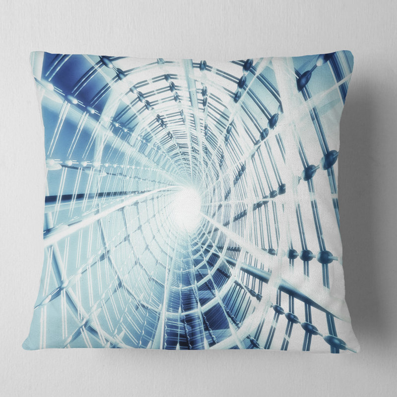 Fractale 3D réseau en spirale - coussin imprimé abstrait, 16 po x 1 po, Coussin décoratif
