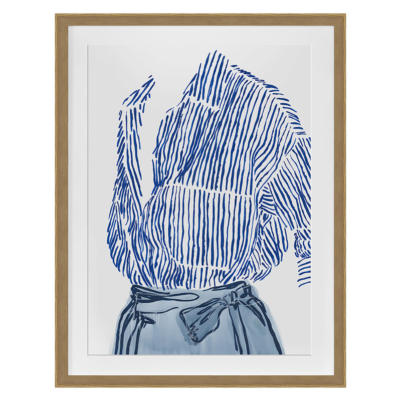 Fashionably Blue Print by Jones, Emma, 36" H x 28" W, Oak Framed