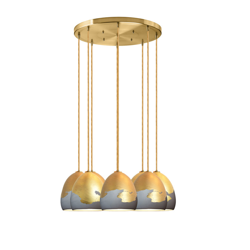 Ombre 8 - Light Chandelier, Brass Braided Cord, Gray/Bronze, 48" H x 18" W x 18" D