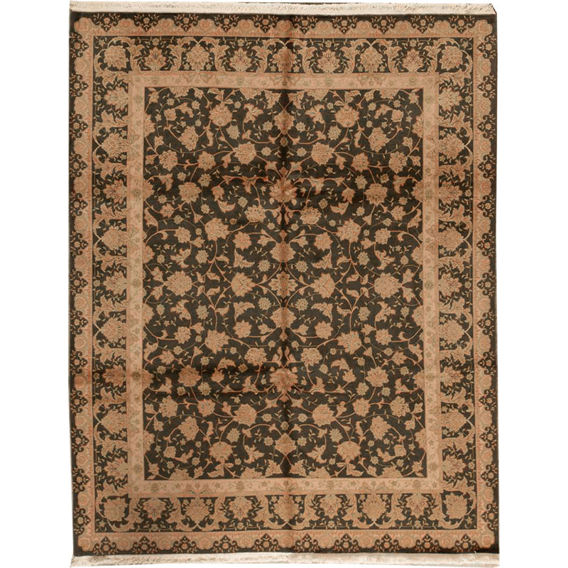 Tapis vert olive et vert olive noué à la main de haute qualité