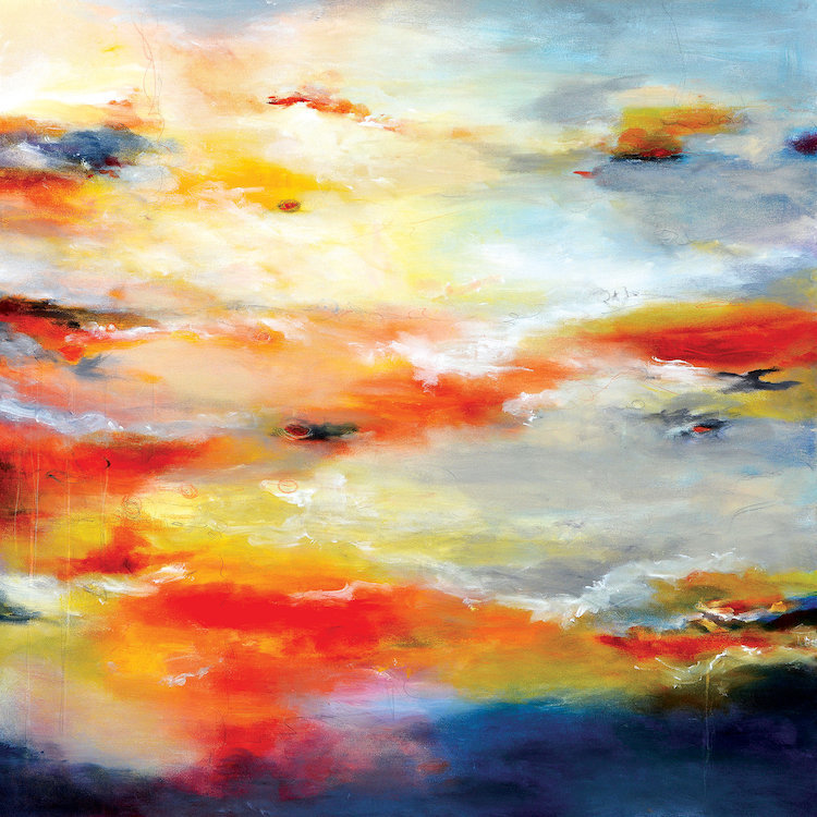 « coucher de soleil », reproduction d’art sur toile, H 18 po x l 18 po x P 1,5 po