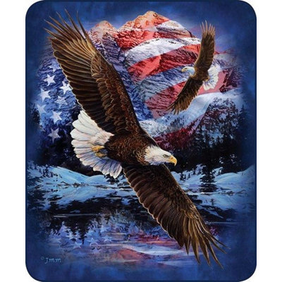  Couverture en fausse fourrure ultra peluche aigle patriotique