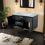 Meuble-lavabo mural moderne 36 po avec lavabo en résine, armoire de salle de bain flottante avec tiroir de rangement, ensemble de meuble-lavabo en panneau de fibres à densité moyenne, assemblage facile, conception élégante pour les petites salles de 