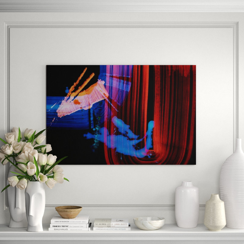 «Neon Stroke III» par Elle Youngstrom - impression, Image au pinceau gel, H 30 po x l 45 po x P 1,5 po