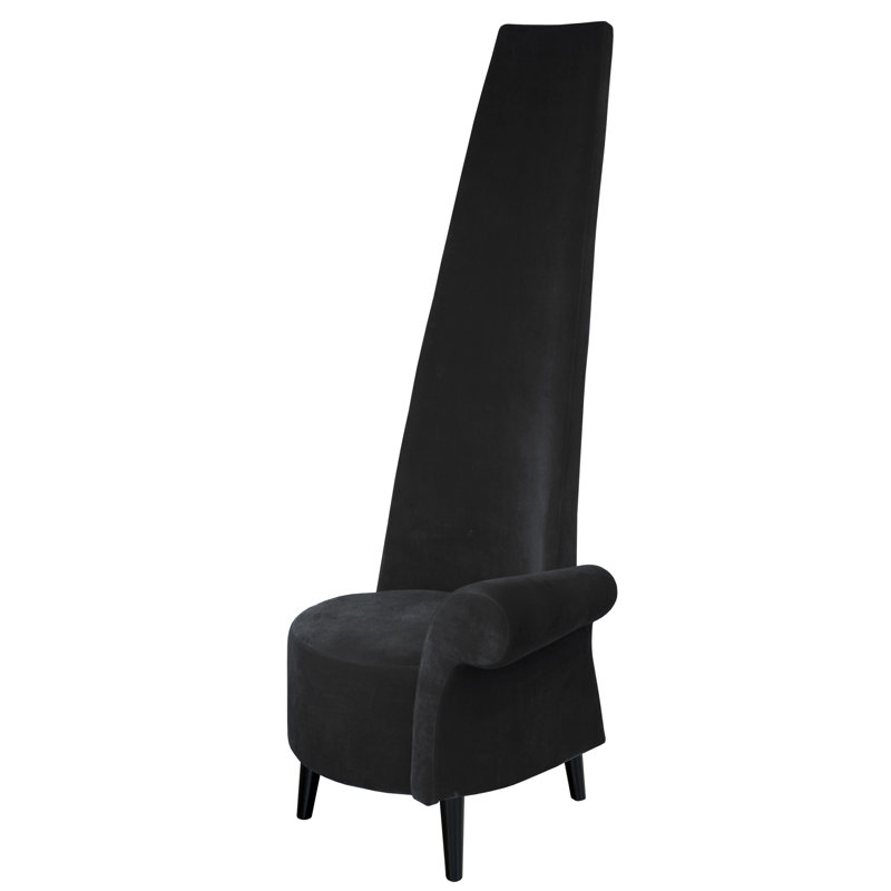 High Back Occasional Chair, Black Velour, Left Arm